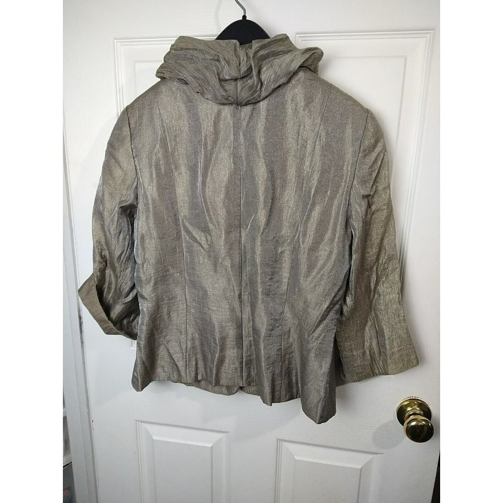 Adrianna Panel Evening Essentials Metallic Taupe Runched Collar Timeless Jacket. - Picture 14 of 14
